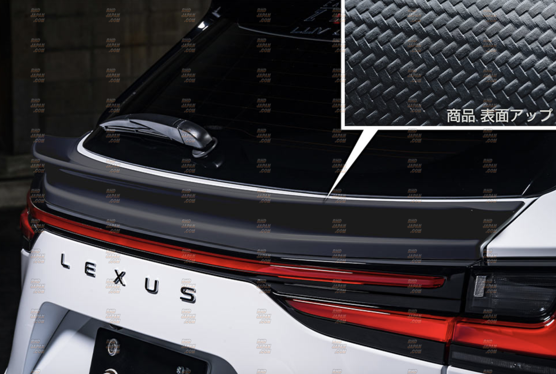 M'z Speed LUV Line Exclusive Zeus Rear Gate Spoiler AES Carbon Texture Finish - Lexus NX NX350 TAZA25 NX350h AAZH2# NX450h+ AAZH26